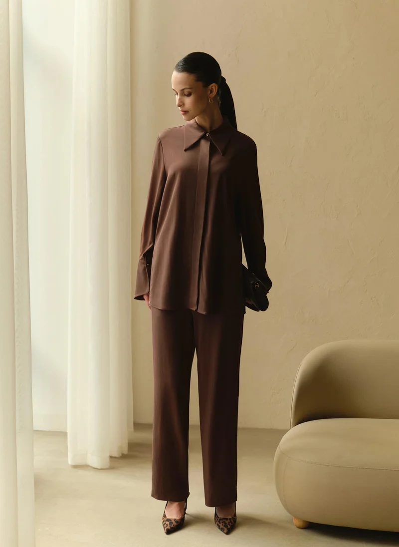Lichi  Straight trousers with elasticated waistband for Women | Best Price UAE